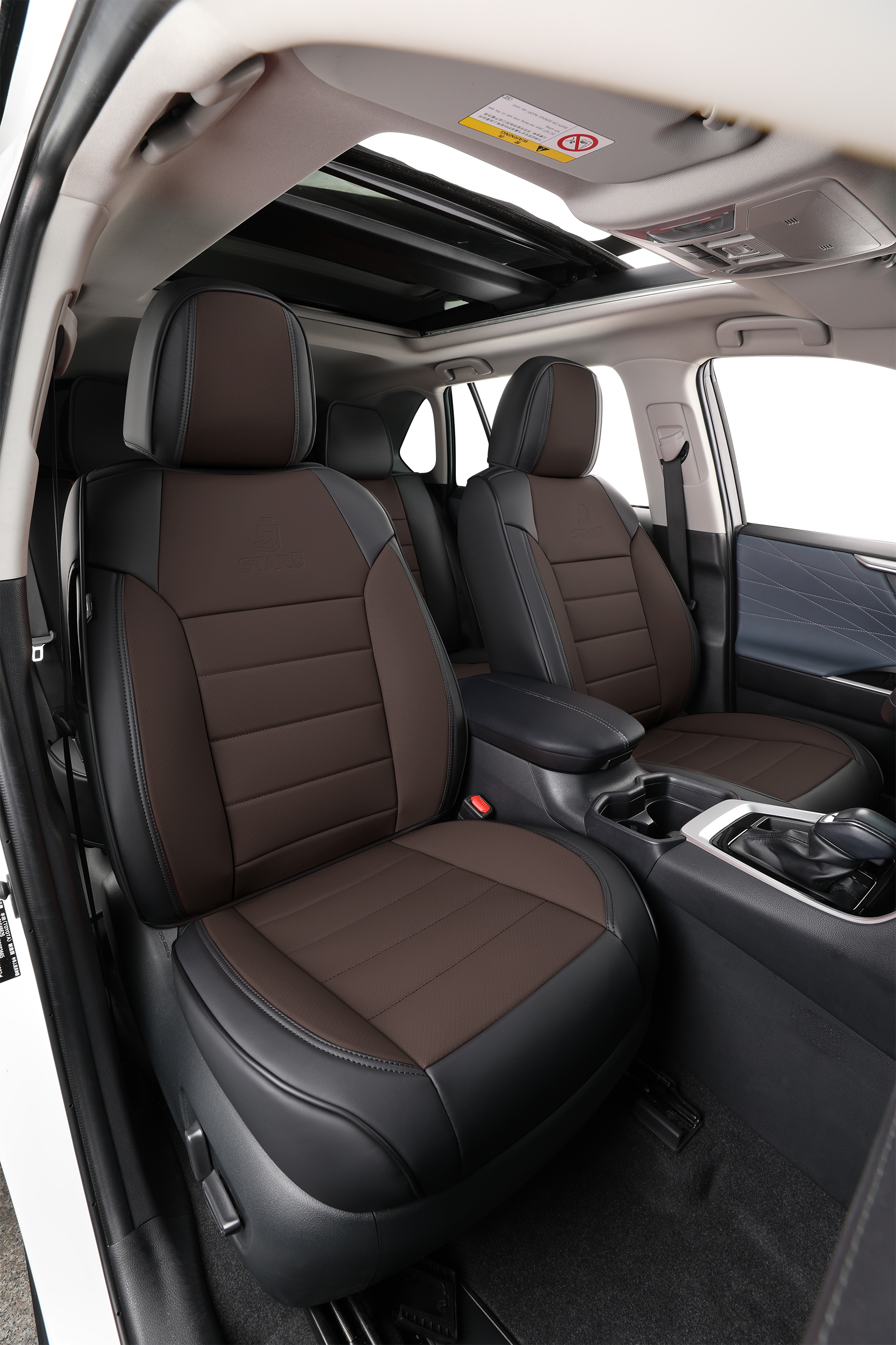 2nd Gen STAR5 Premium Seat Covers – Full Set for 5-Seater Sedans, SUVs & Trucks (Coffee)