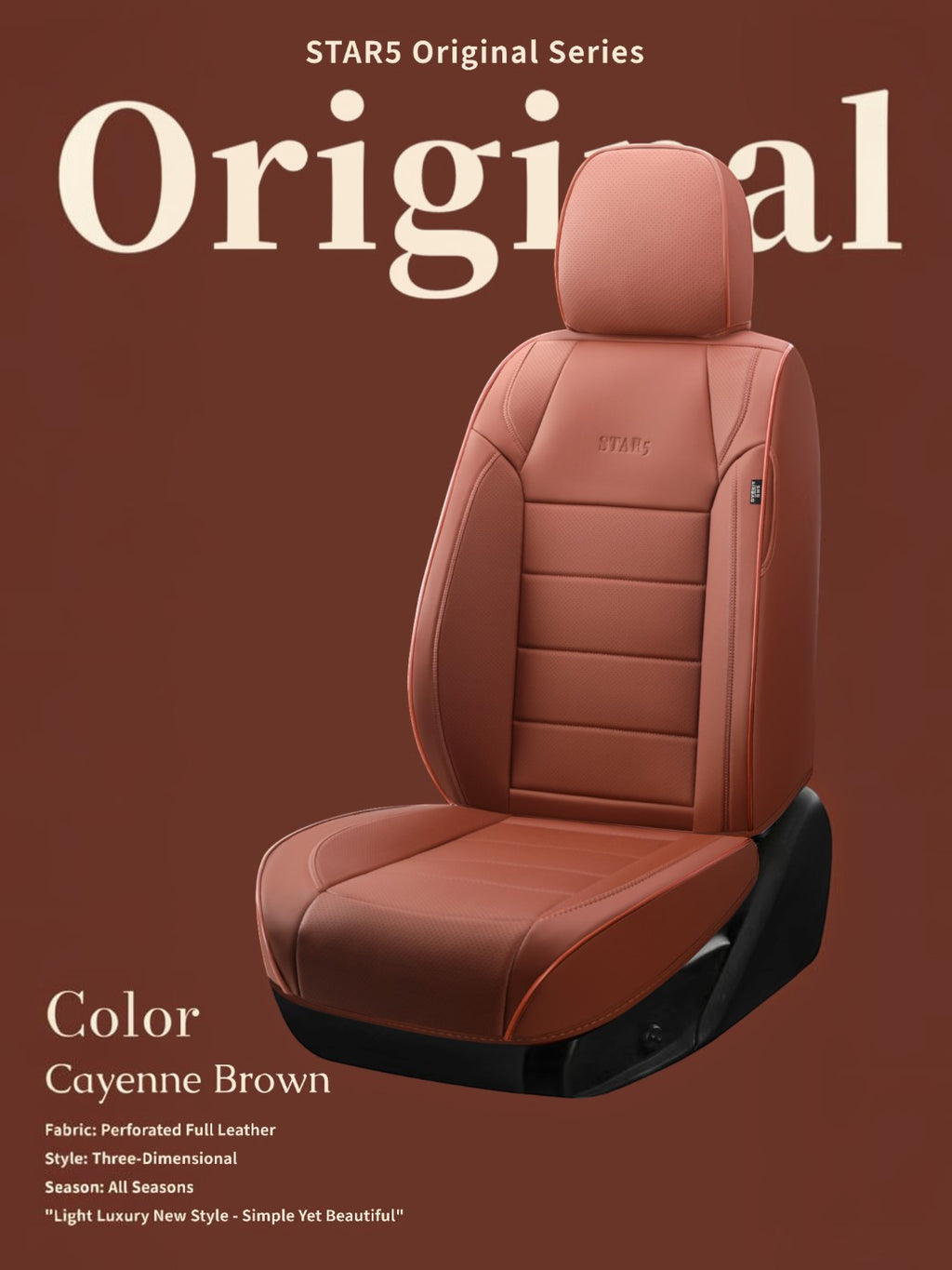 STAR5 Original Series Seat Covers (1st Gen) – Full Set for 5-Seater Sedans, SUVs & Trucks (Caramel)