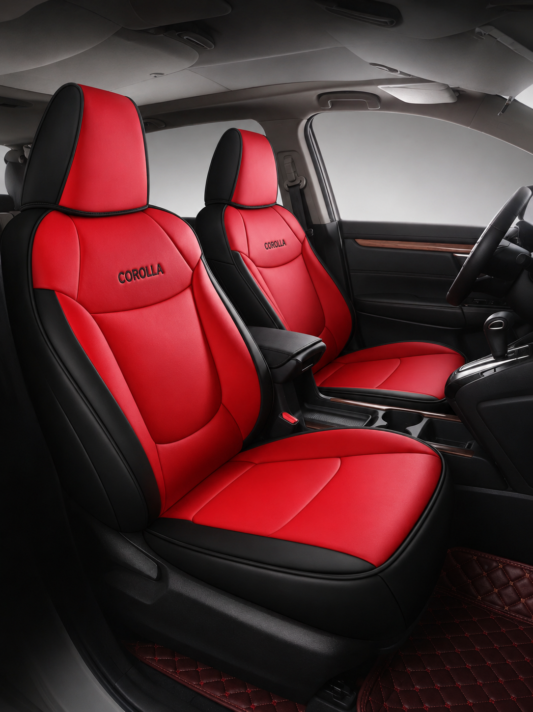 STAR5 Custom-Fit Seat Covers for 2020–2026 Toyota Corolla Gas Sedan – Full 5-Seat Set (Red)