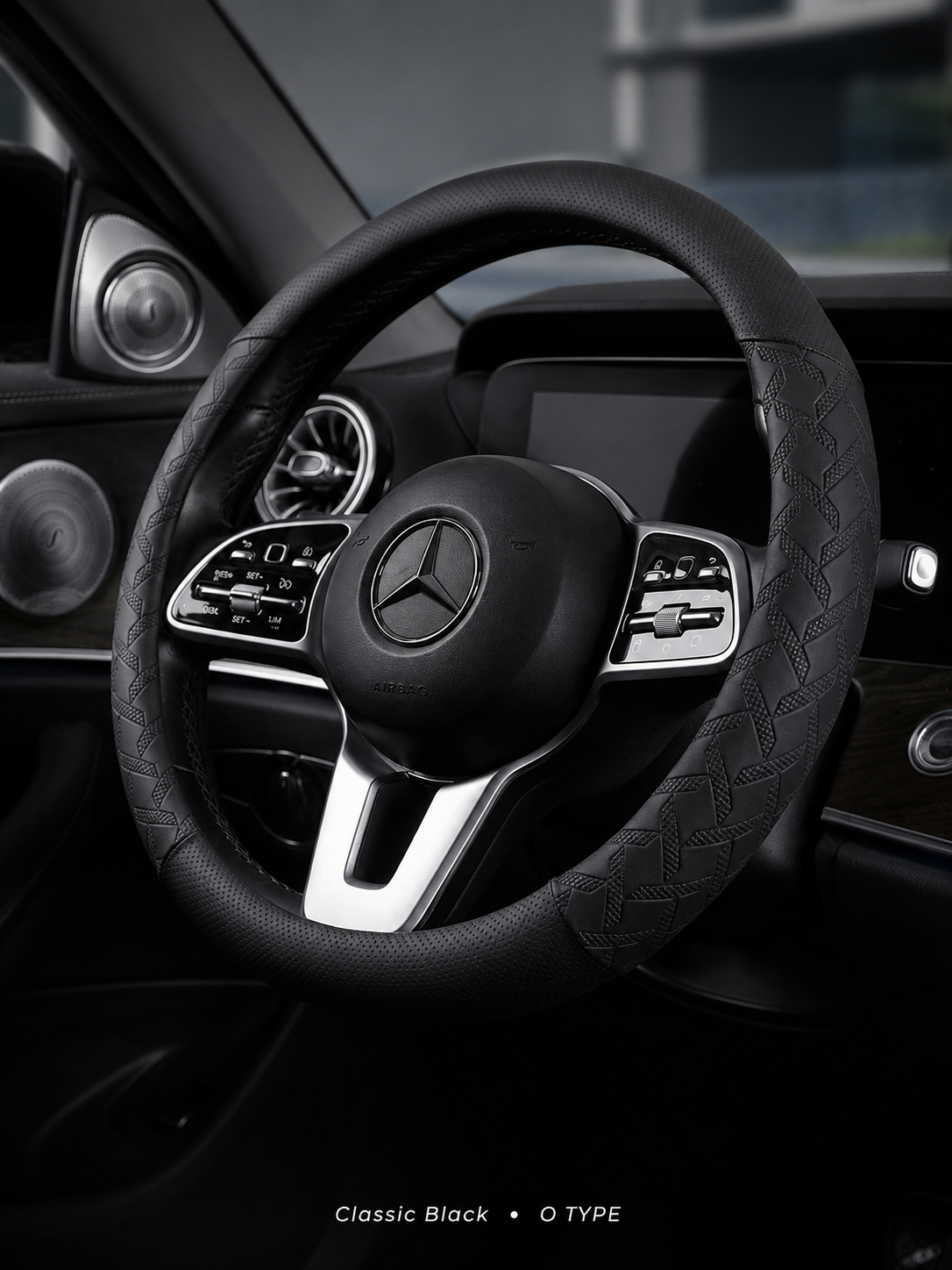 STAR5 Premium Nappa-Style Steering Wheel Cover – O-Shape / Round (Black)