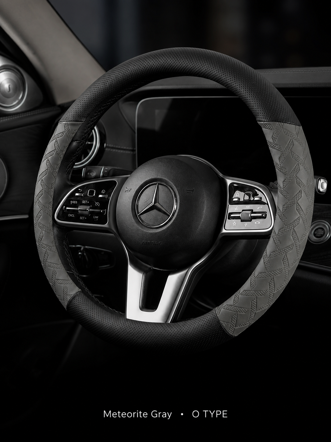 STAR5 Premium Nappa-Style Steering Wheel Cover – O-Shape / Round – 38 cm (Steel Gray)