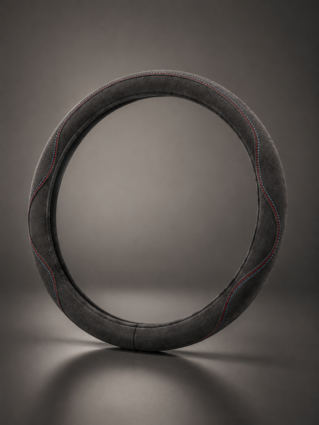 STAR5 Suede-Style Steering Wheel Cover – O-Shape / Round (Black)