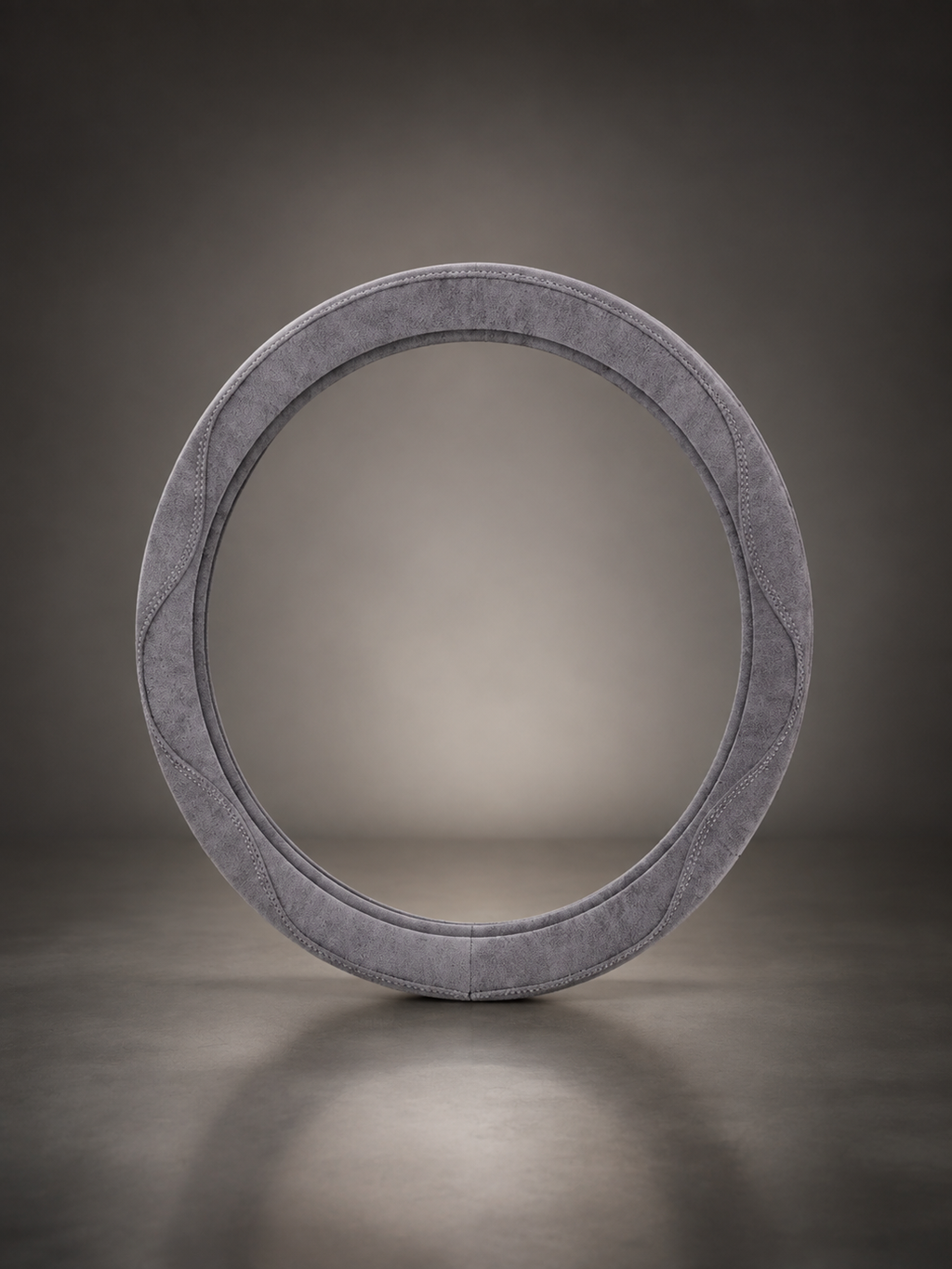 STAR5 Premium Suede-Style Steering Wheel Cover – O-Shape / Round – 38 cm (Steel Gray)