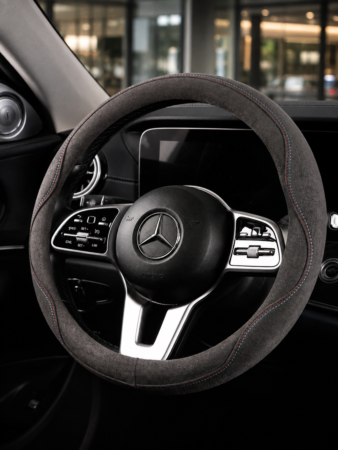 STAR5 Premium Suede-Style Steering Wheel Cover – O-Shape / Round (Black)