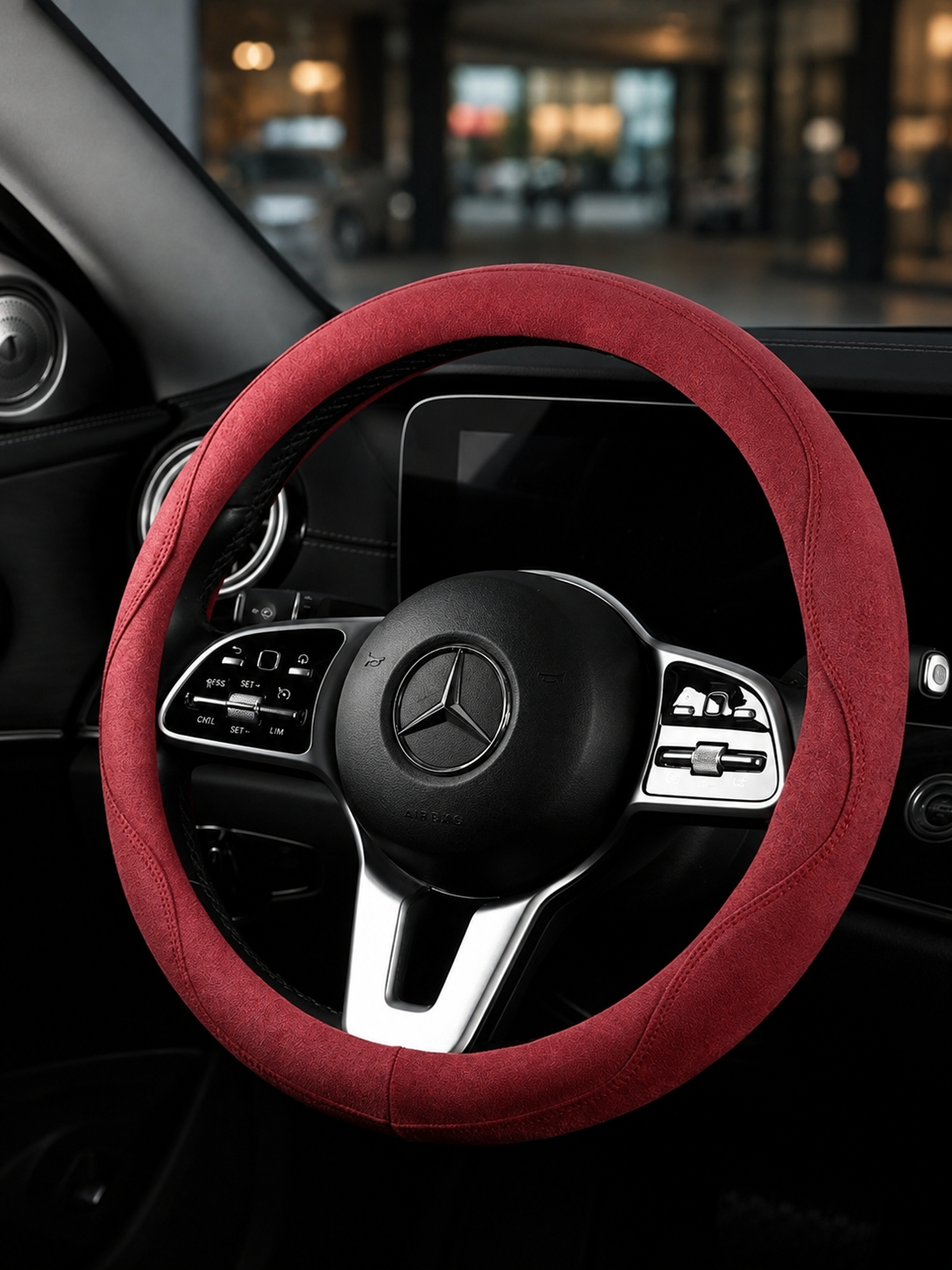 STAR5 Premium Suede-Style Steering Wheel Cover – O-Shape / Round – 38 cm (Marron)