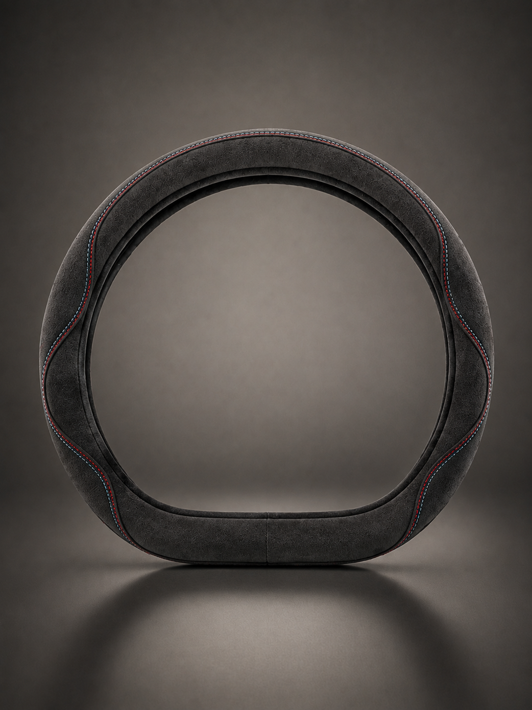STAR5 Premium Suede-Style Steering Wheel Cover – D-Shape / Flat Bottom – 38 cm (Black)