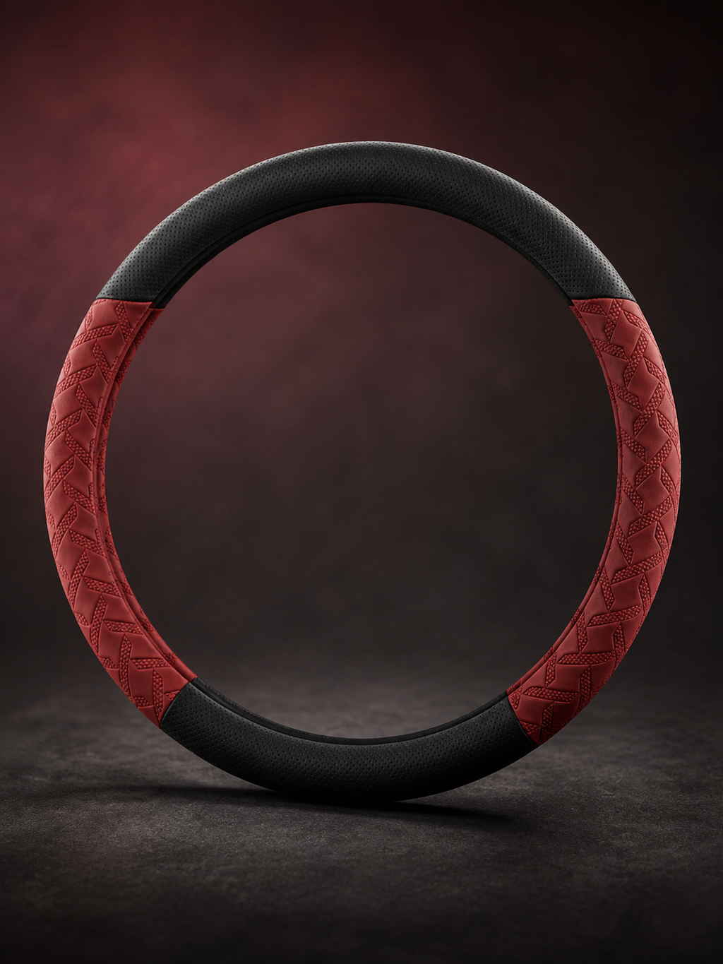 STAR5 Nappa-Style Steering Wheel Cover – O-Shape / Round (Burgundy)