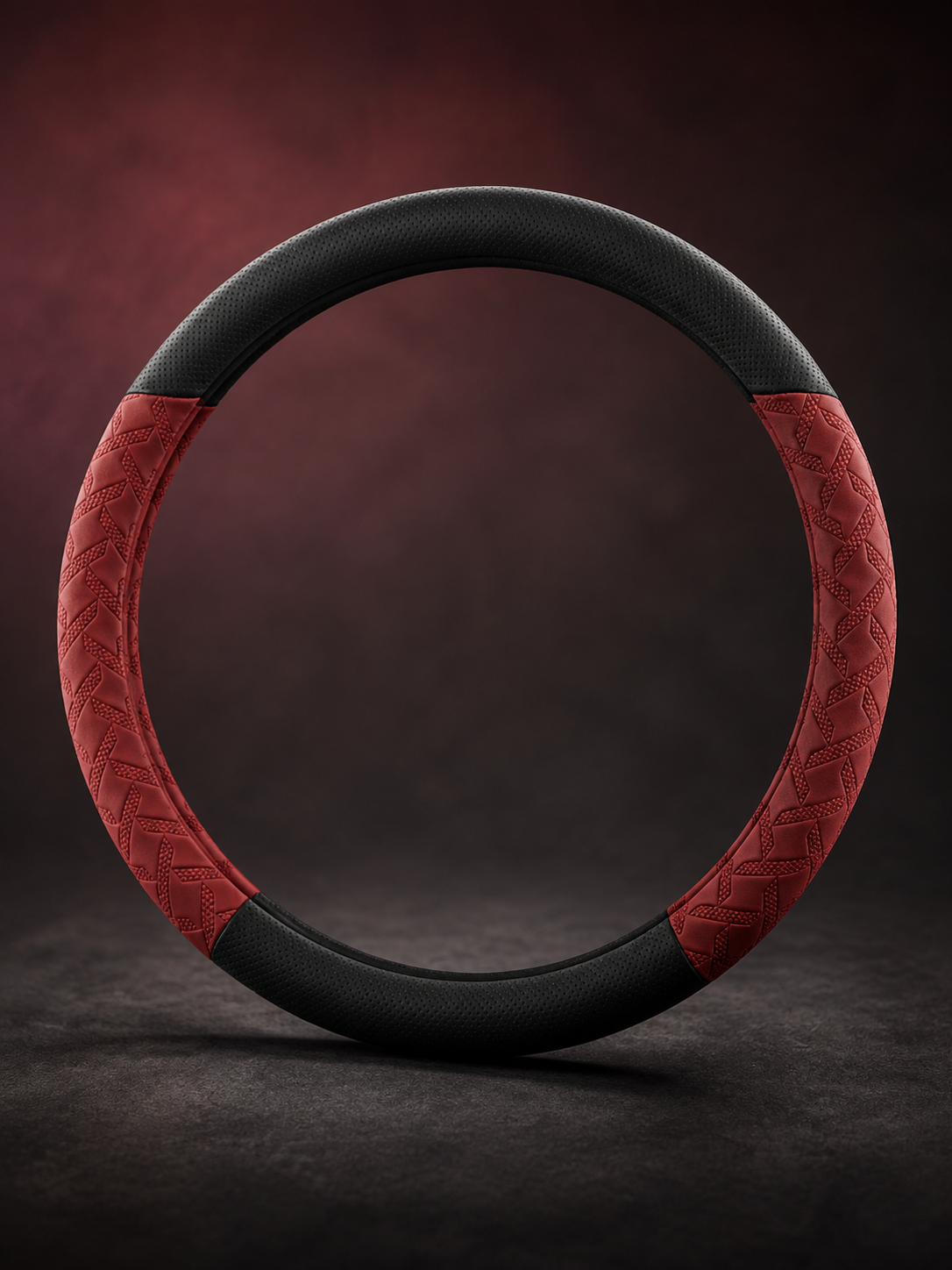STAR5 Premium Nappa-Style Steering Wheel Cover – O-Shape / Round (Burgundy)