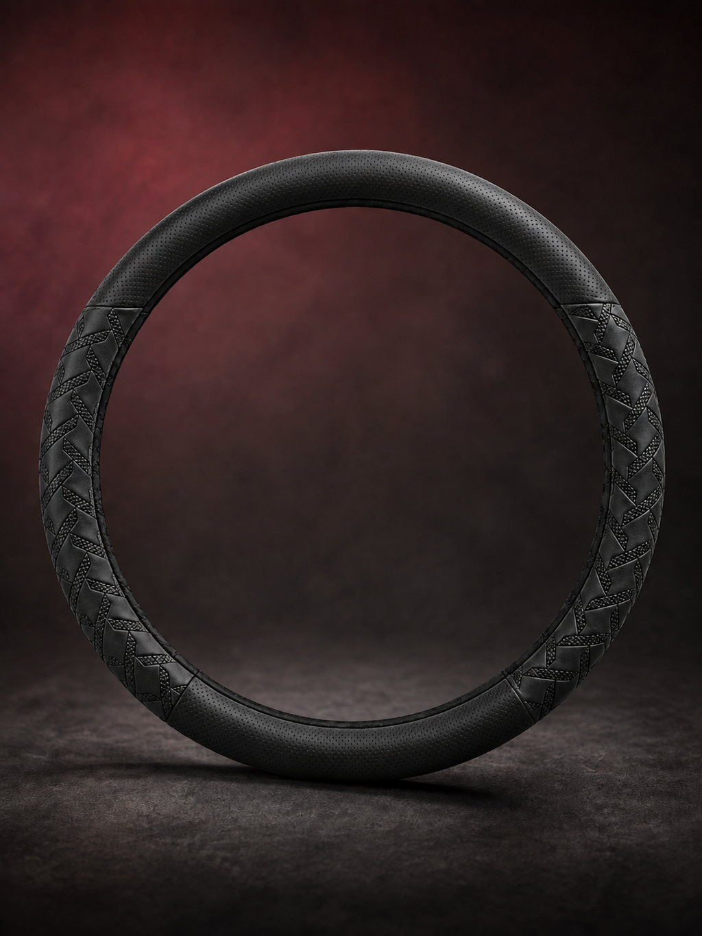 STAR5 Nappa-Style Steering Wheel Cover – O-Shape / Round (Black)