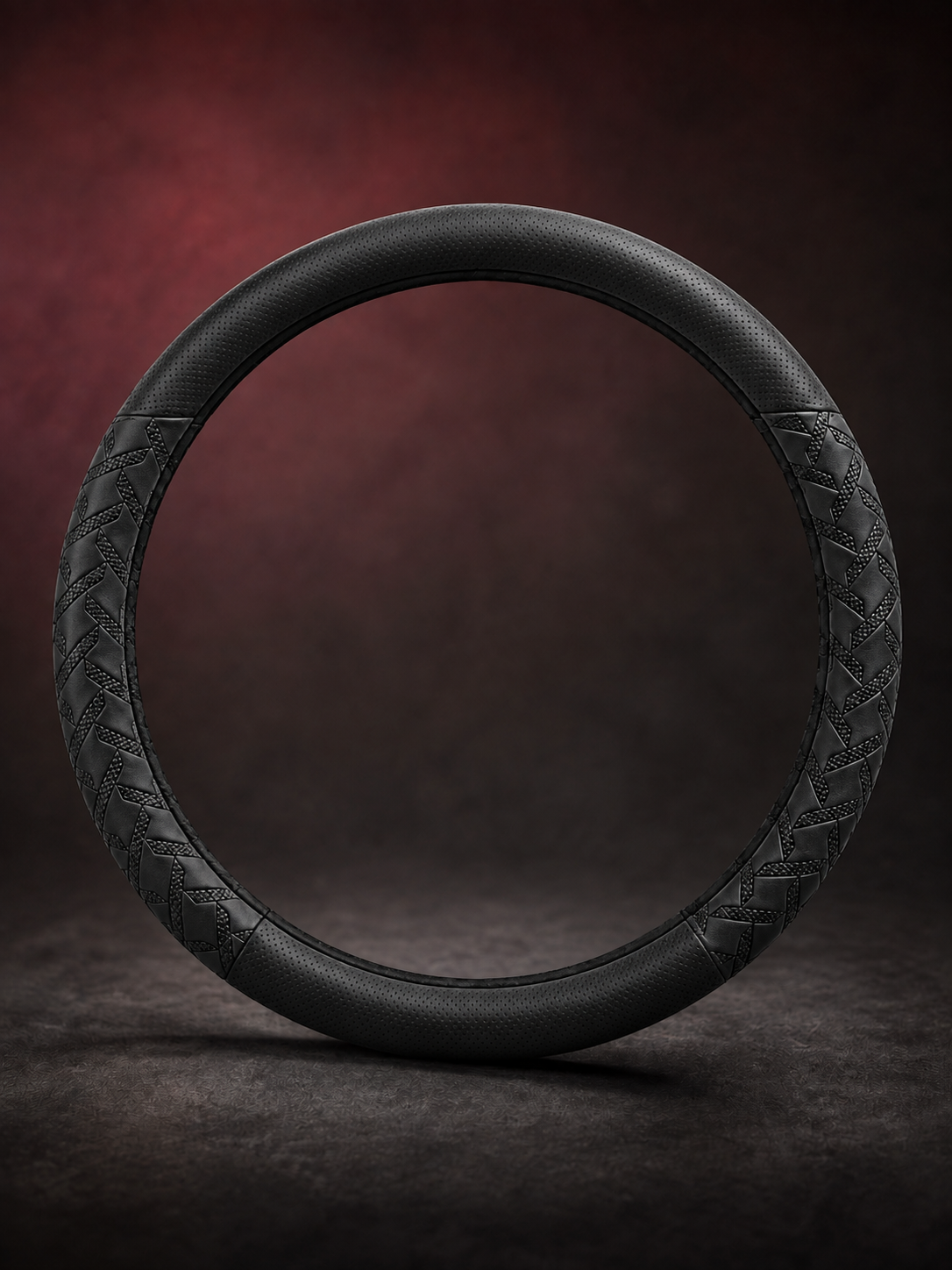 STAR5 Premium Nappa-Style Steering Wheel Cover – O-Shape / Round (Black)