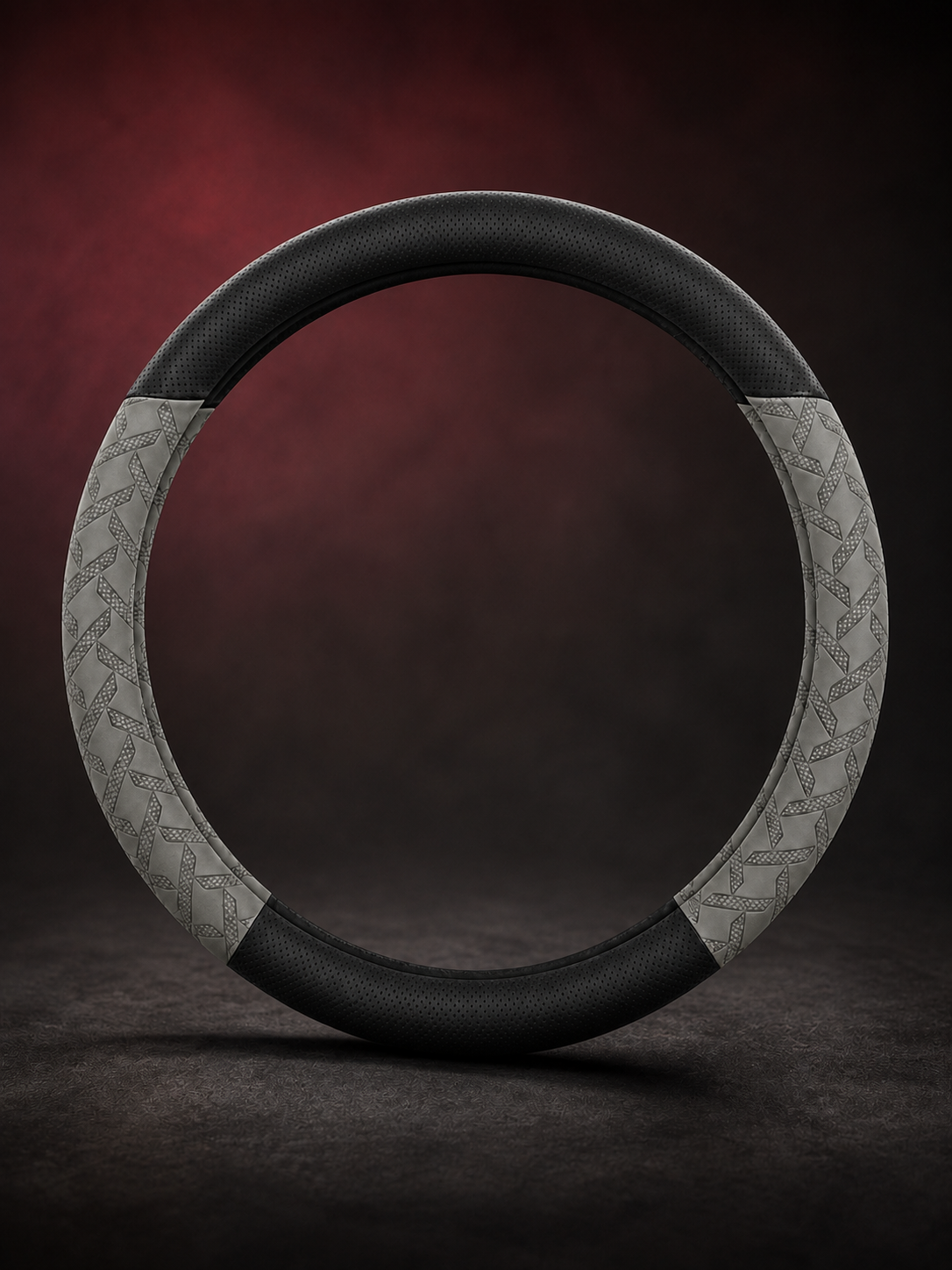 STAR5 Premium Nappa-Style Steering Wheel Cover – O-Shape / Round – 38 cm (Steel Gray)