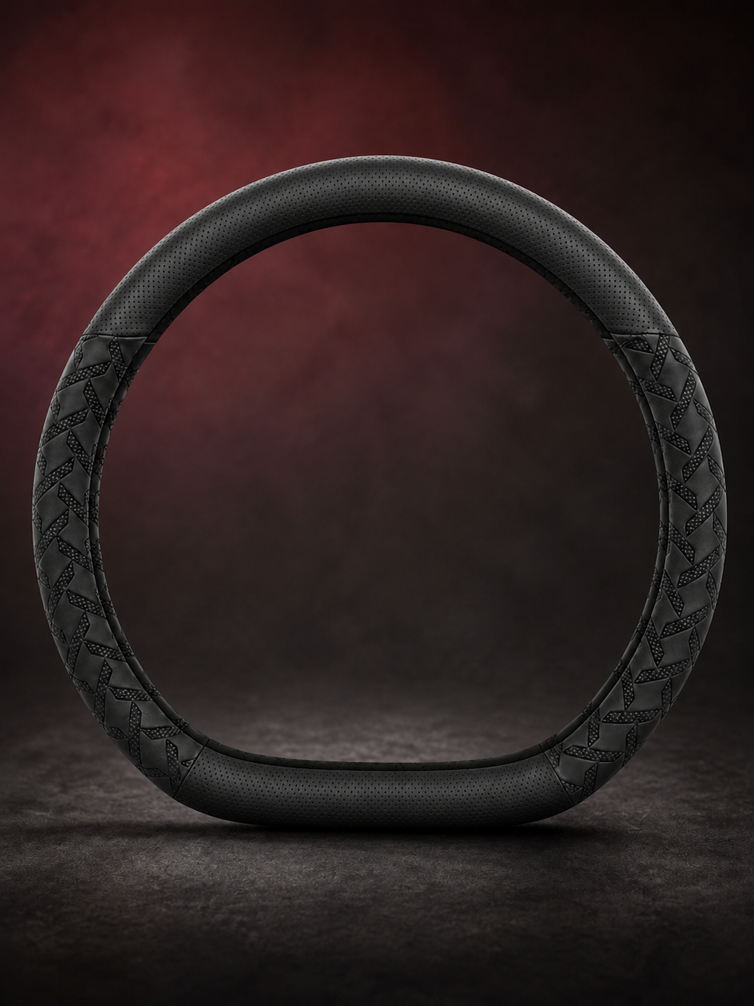 STAR5 Premium Nappa-Style Steering Wheel Cover – D-Shape / Flat Bottom (Black)